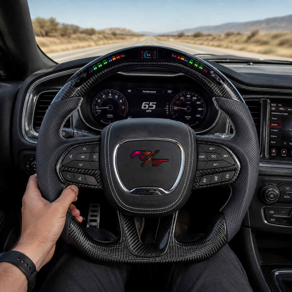 For Dodge Charger, Challenger, Hellcat Charger, Durango SRT, RT GT 2015-2023 Carbon Fiber Steering Wheel - CJ Mod Garage 2
