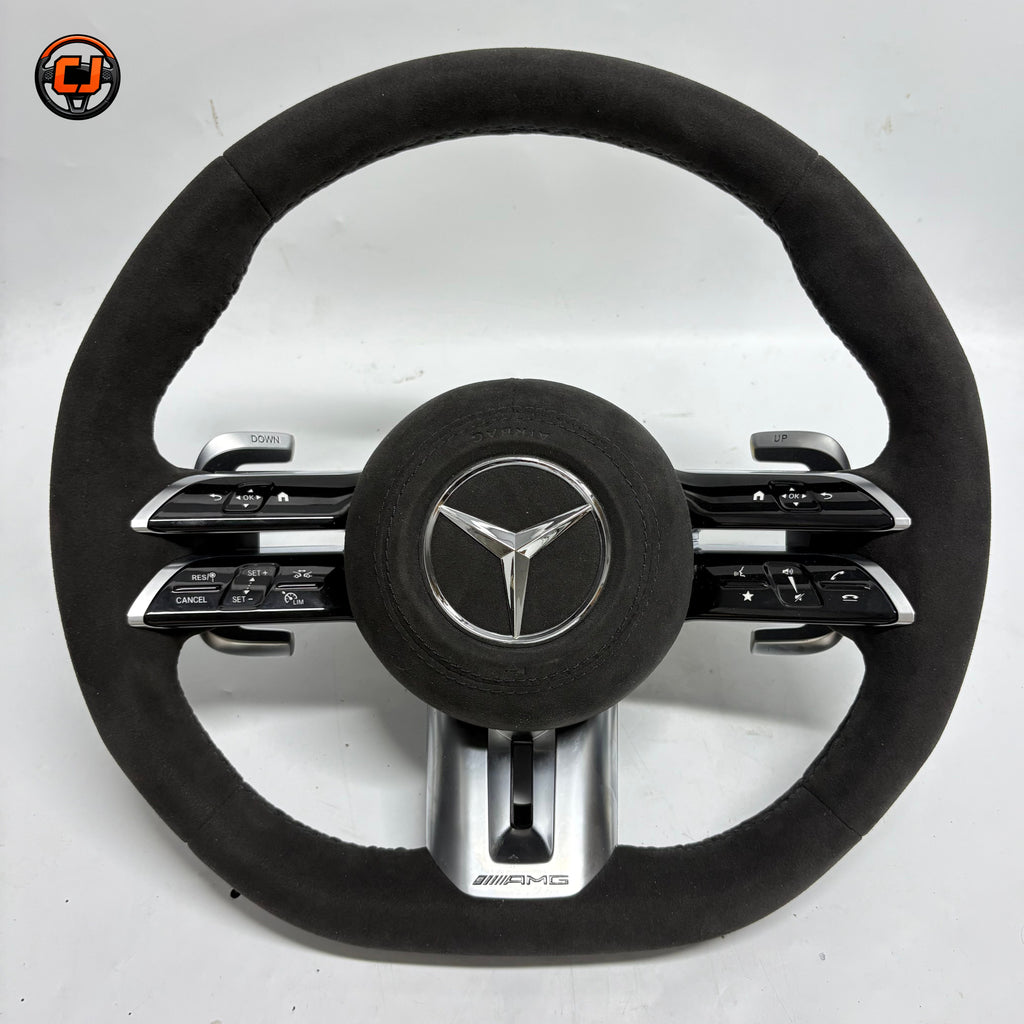 Mercedes AMG W177 W205 W213 2015-2025 Alcantara Dragonfly steering wheel with buttons by CJ Mod Garage
