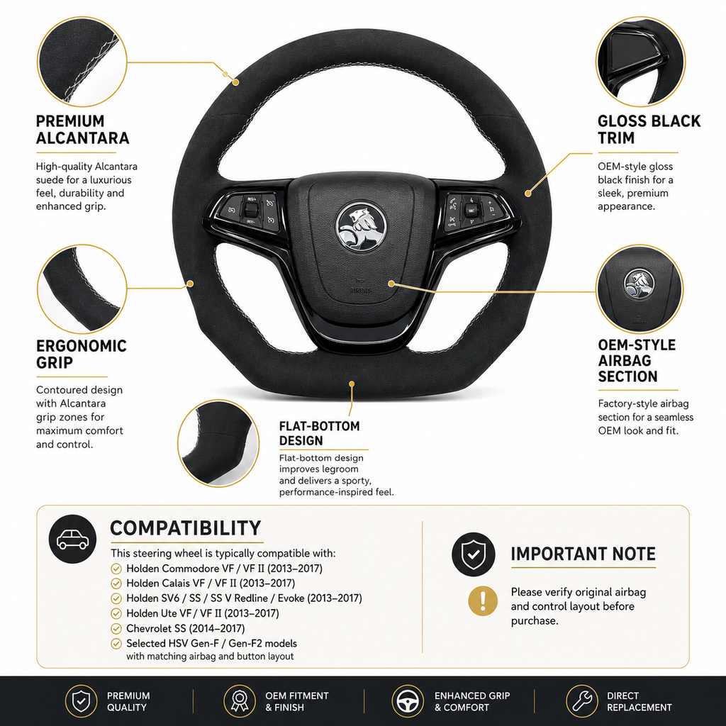 FOR Holden VF HSV CHEVY SS SSV SV6 2013-2017 Carbon Fiber Steering Wheel - CJ Mod Garage 2