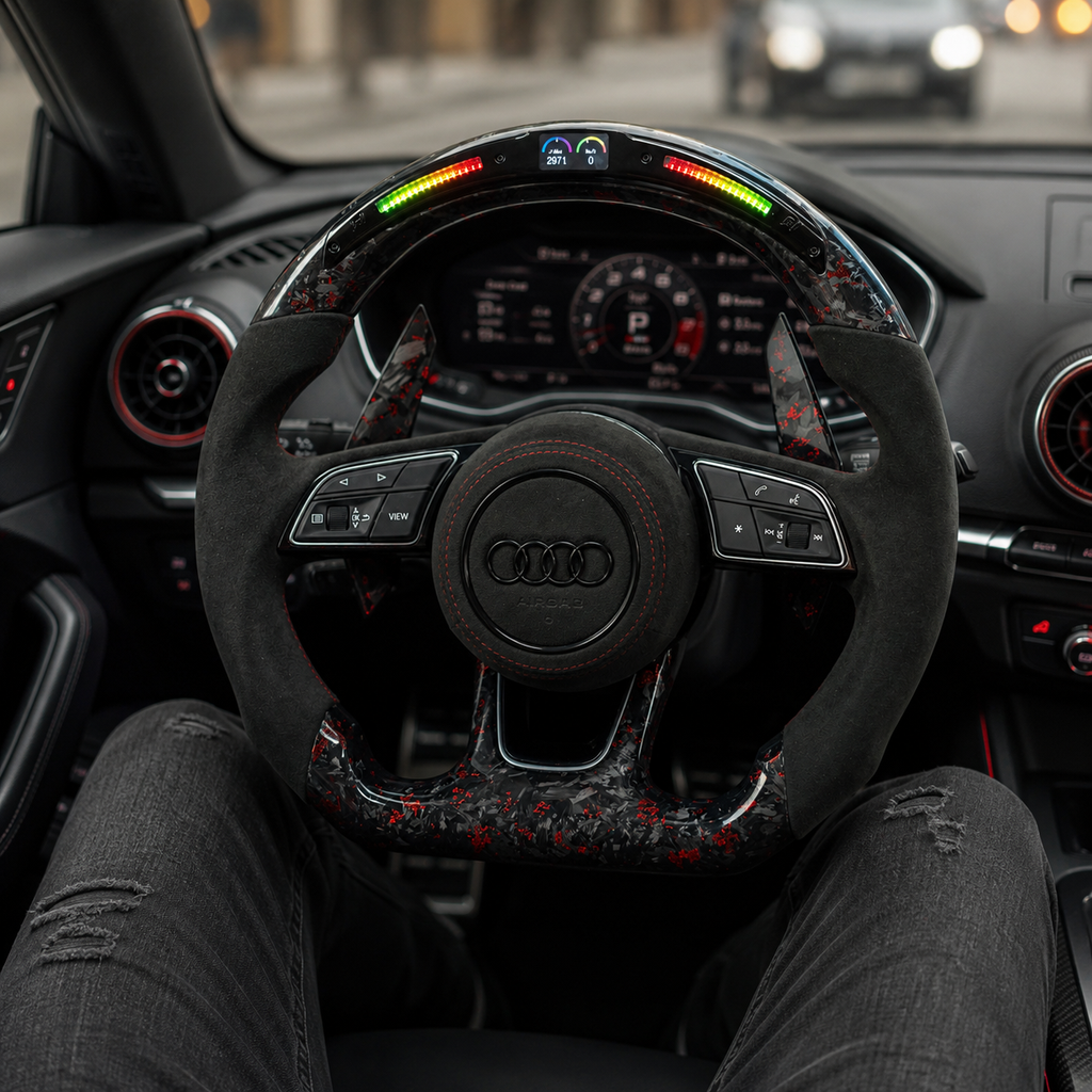 Carbon Fiber Audi Steering Wheel for A1 A3 A4 A5 A6 A7 C6 C7 S3 S4 S5 S7 Q3 Q5 Q7 SQ5 RS RS3 RS5 RS6 B8 B9 8P 8V R8 TT -CJ Mod Garage 3
