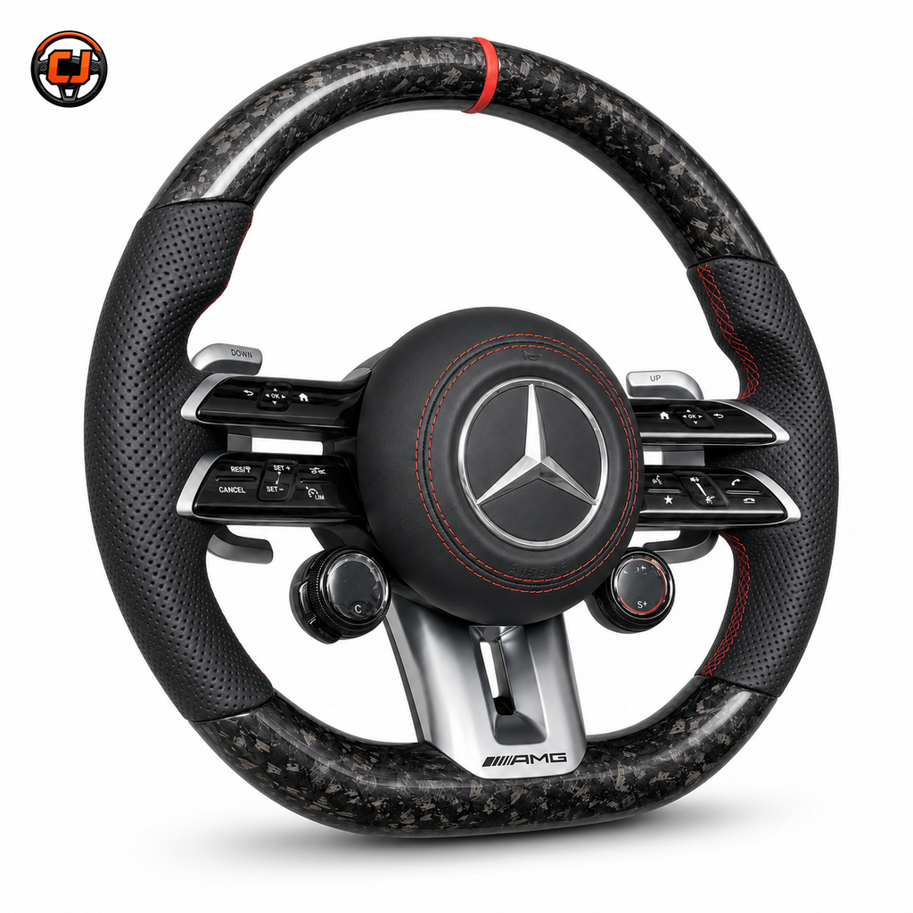 Mercedes X253 GLC 2016-2022 forged carbon Dragonfly steering wheel with rotary controls by CJ Mod Garage