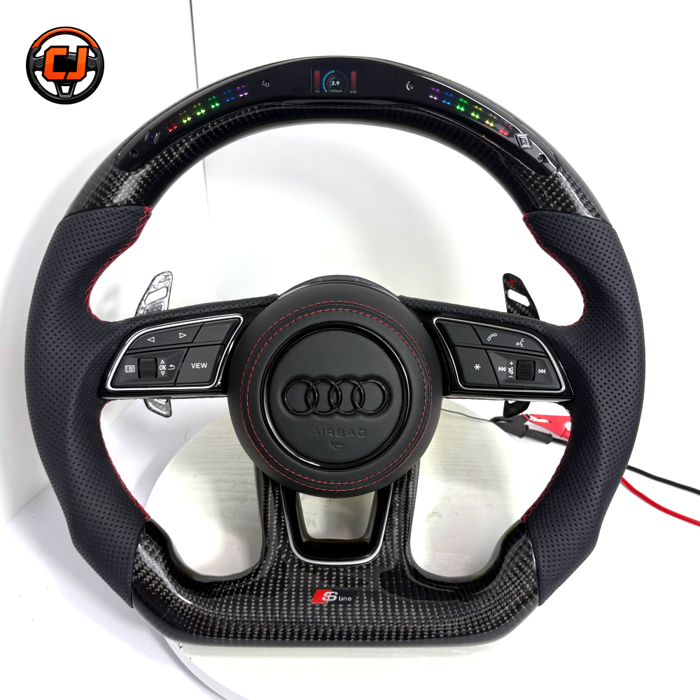 Carbon Fiber Audi Steering Wheel for A1 A3 A4 A5 A6 A7 C6 C7 S3 S4 S5 S7 Q3 Q5 Q7 SQ5 RS RS3 RS5 RS6 B8 B9 8P 8V R8 TT -CJ Mod Garage 92