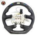 Ford Falcon FG XR XR6 XR8 LED flat-bottom steering wheel studio photo with carbon fiber and perforated leather by CJ Mod Garage