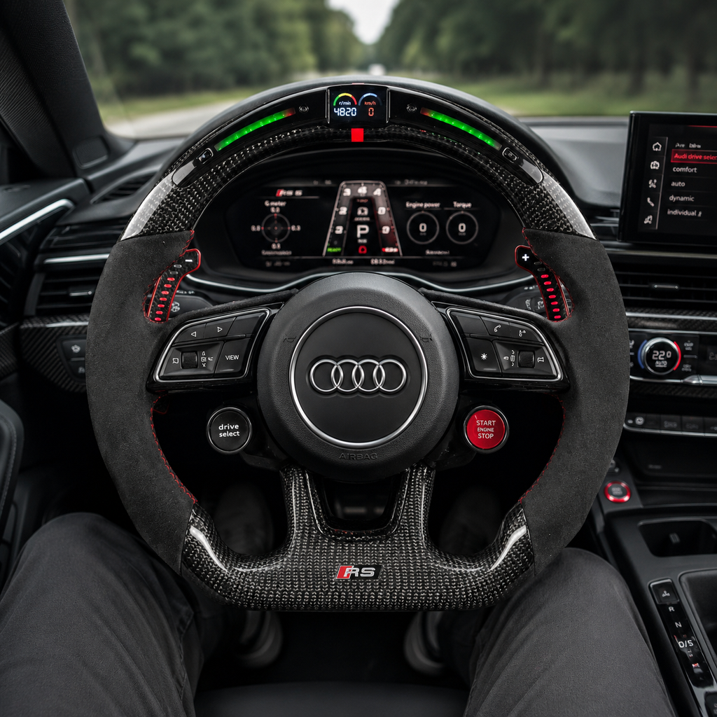 Carbon Fiber Audi Steering Wheel for A1 A3 A4 A5 A6 A7 C6 C7 S3 S4 S5 S7 Q3 Q5 Q7 SQ5 RS RS3 RS5 RS6 B8 B9 8P 8V R8 TT -CJ Mod Garage 53