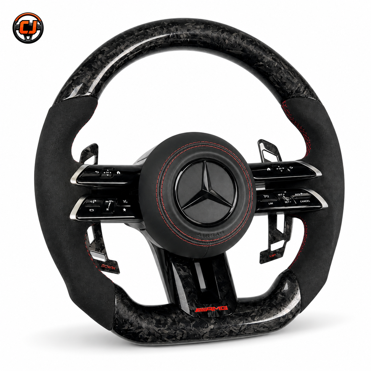 Mercedes W205 C205 A205 2015-2021 forged carbon Dragonfly steering wheel with rotary knobs by CJ Mod Garage