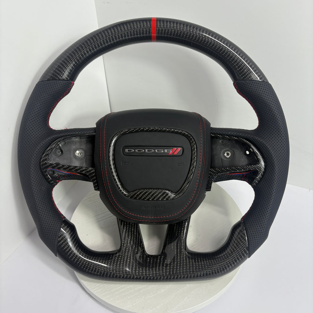 For Dodge Charger Challenger Hellcat Charger Durango SRT RT GT 2015-2023 Carbon Fiber Steering Wheel - CJ Mod Garage 47