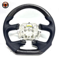 Ford Falcon FG MkII performance steering wheel crafted with carbon fiber upper and lower sections, leather wrapped sides and motorsport inspired design by CJ Mod Garage
