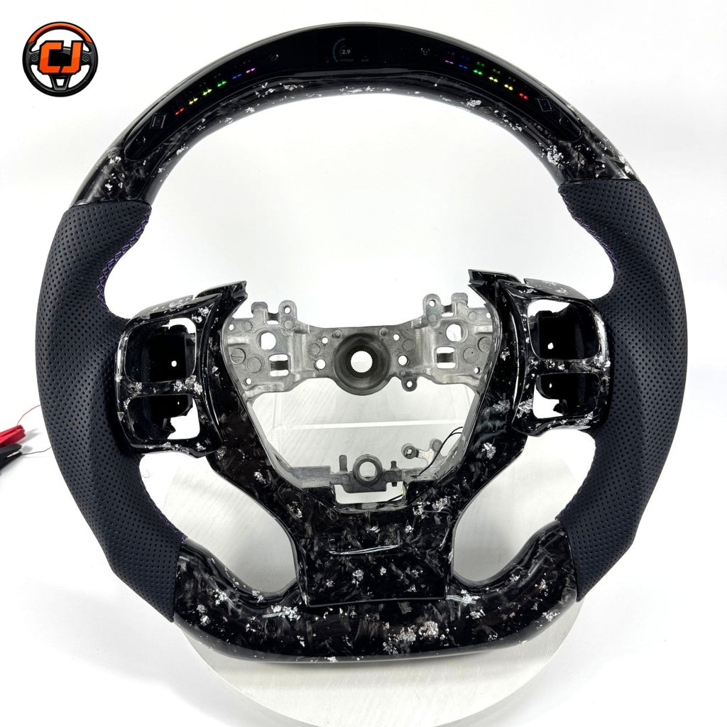 Handcrafted Lexus Performance Steering Wheel With Black Forged Carbon Pattern Premium Perforated Leather Grips LED Racing Display And Sport Contour For Lexus IS 2014 2020 RC 2015 2020 GS 2013 2020 NX 2015 2021 CT 2014 2022 CJ Mod Garage
