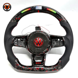 Volkswagen Golf GTI Mk7 2013 to 2020 red forged carbon wheel with LED screen and round airbag cover CJ Mod Garage