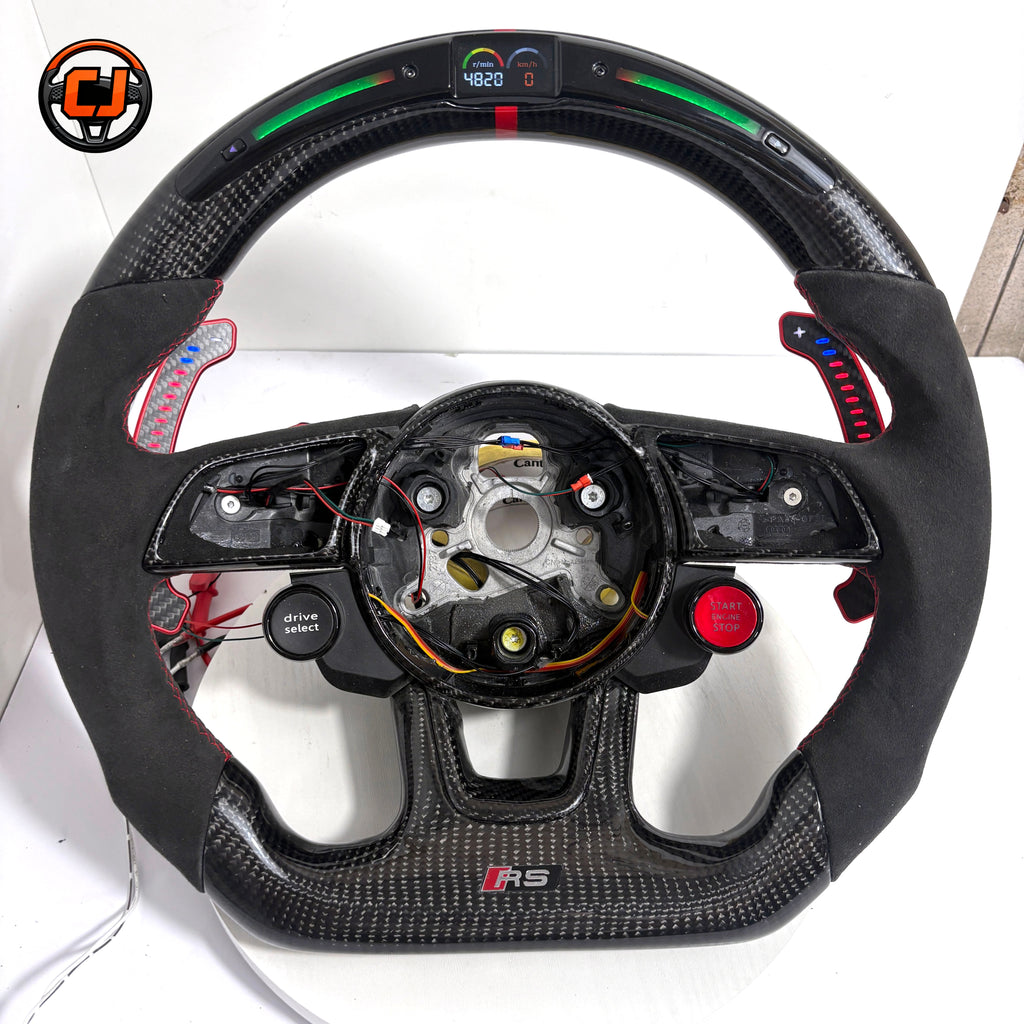 Carbon Fiber Audi Steering Wheel for A1 A3 A4 A5 A6 A7 C6 C7 S3 S4 S5 S7 Q3 Q5 Q7 SQ5 RS RS3 RS5 RS6 B8 B9 8P 8V R8 TT -CJ Mod Garage 101