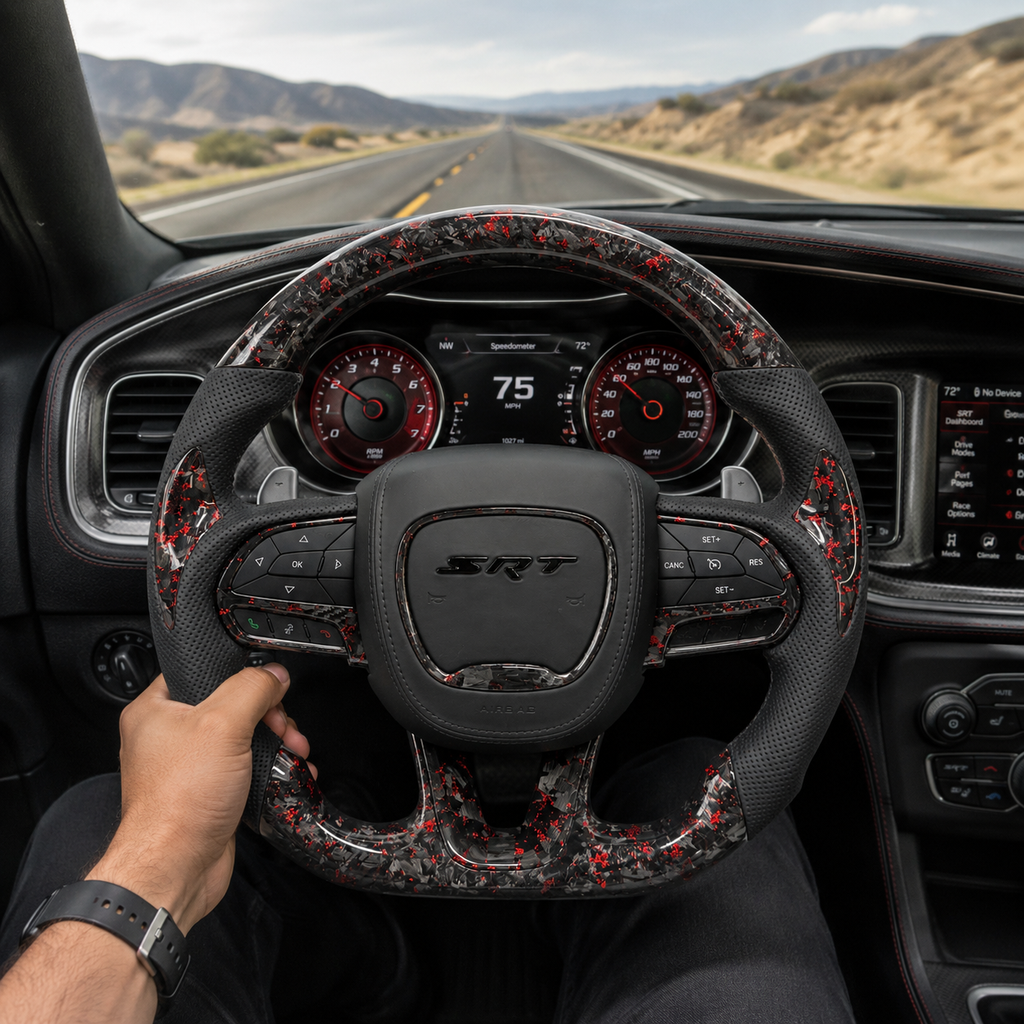 For Dodge Charger Challenger Hellcat Charger Durango SRT RT GT 2015-2023 Carbon Fiber Steering Wheel - CJ Mod Garage 50