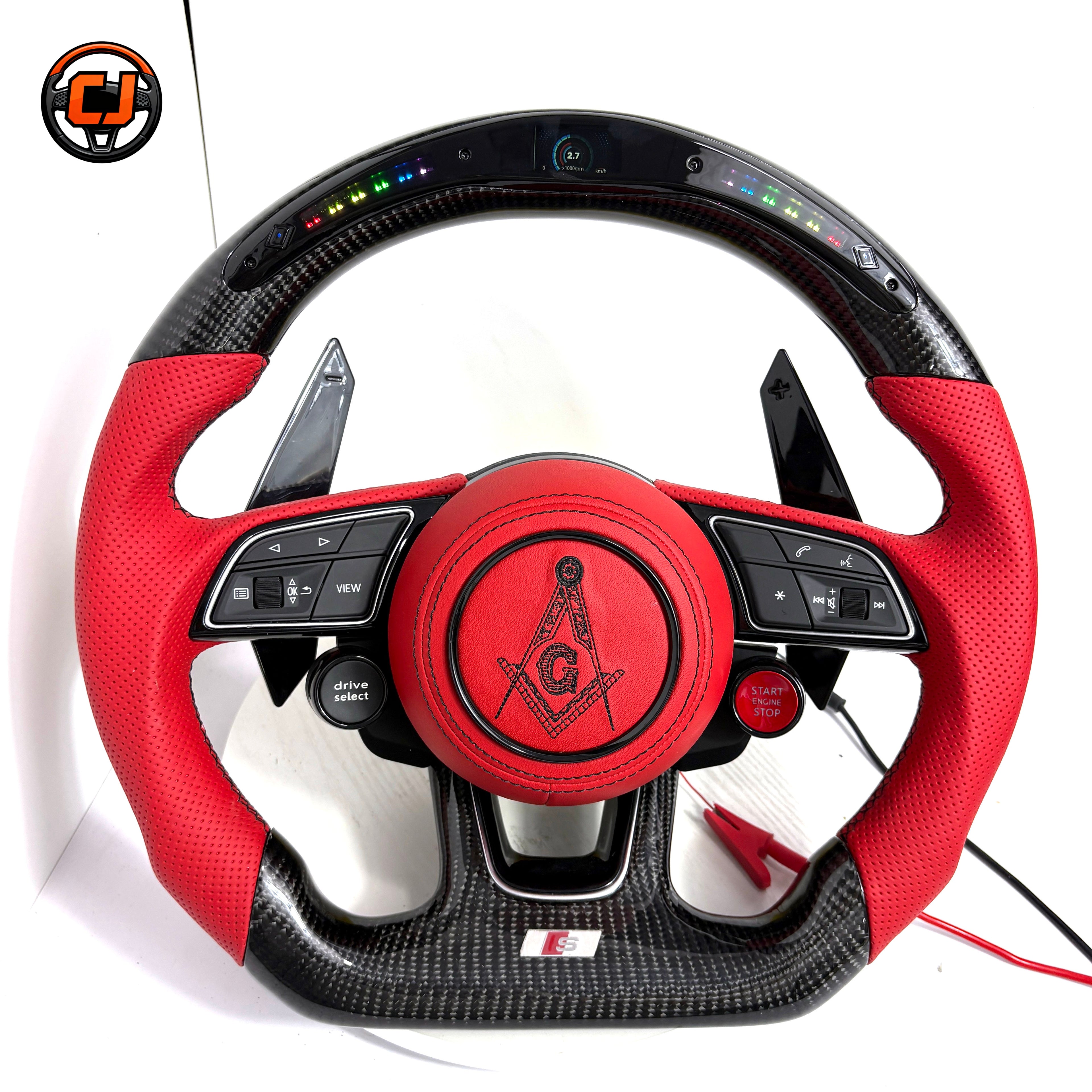 Carbon Fiber Audi Steering Wheel for A1 A3 A4 A5 A6 A7 C6 C7 S3 S4 S5 S7 Q3 Q5 Q7 SQ5 RS RS3 RS5 RS6 B8 B9 8P 8V R8 TT -CJ Mod Garage 102