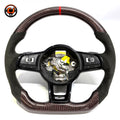 VW Golf GTI Mk7 and Mk7 5 2013 to 2020 red woven carbon steering wheel details with button layout CJ Mod Garage