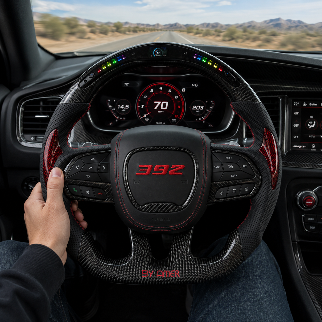 For Dodge Charger Challenger Hellcat Charger Durango SRT RT GT 2015-2023 Carbon Fiber Steering Wheel - CJ Mod Garage 54