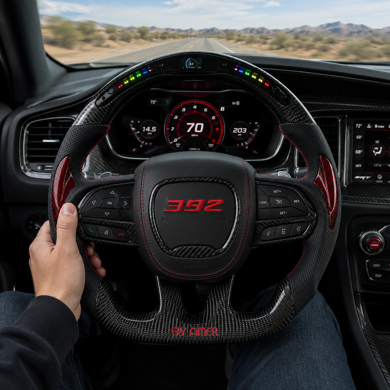 For Dodge Charger Challenger Hellcat Charger Durango SRT RT GT 2015-2023 Carbon Fiber Steering Wheel - CJ Mod Garage 54