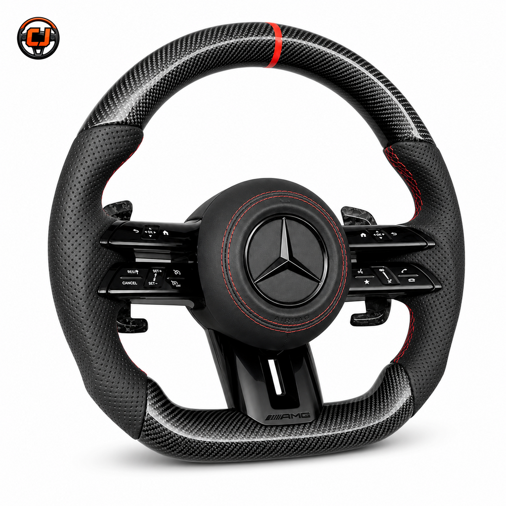 Mercedes W205 C43 C63 2015-2021 glossy carbon fiber Dragonfly steering wheel by CJ Mod Garage