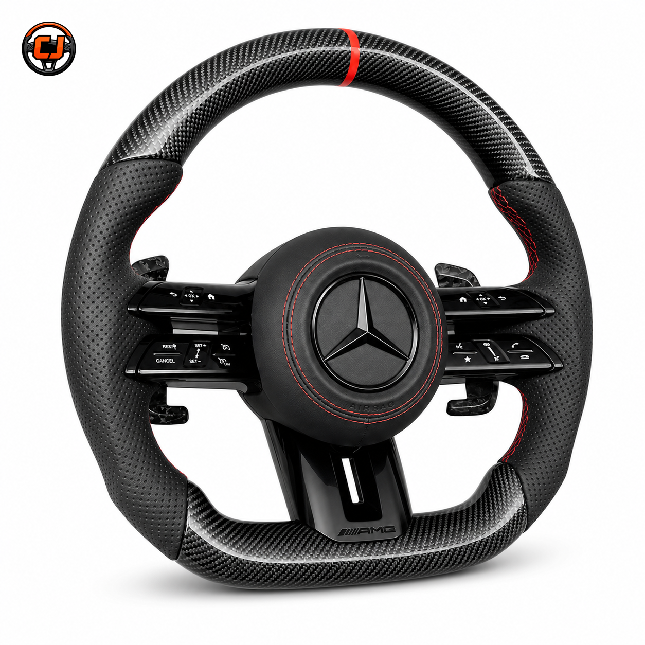 Mercedes W205 C43 C63 2015-2021 glossy carbon fiber Dragonfly steering wheel by CJ Mod Garage