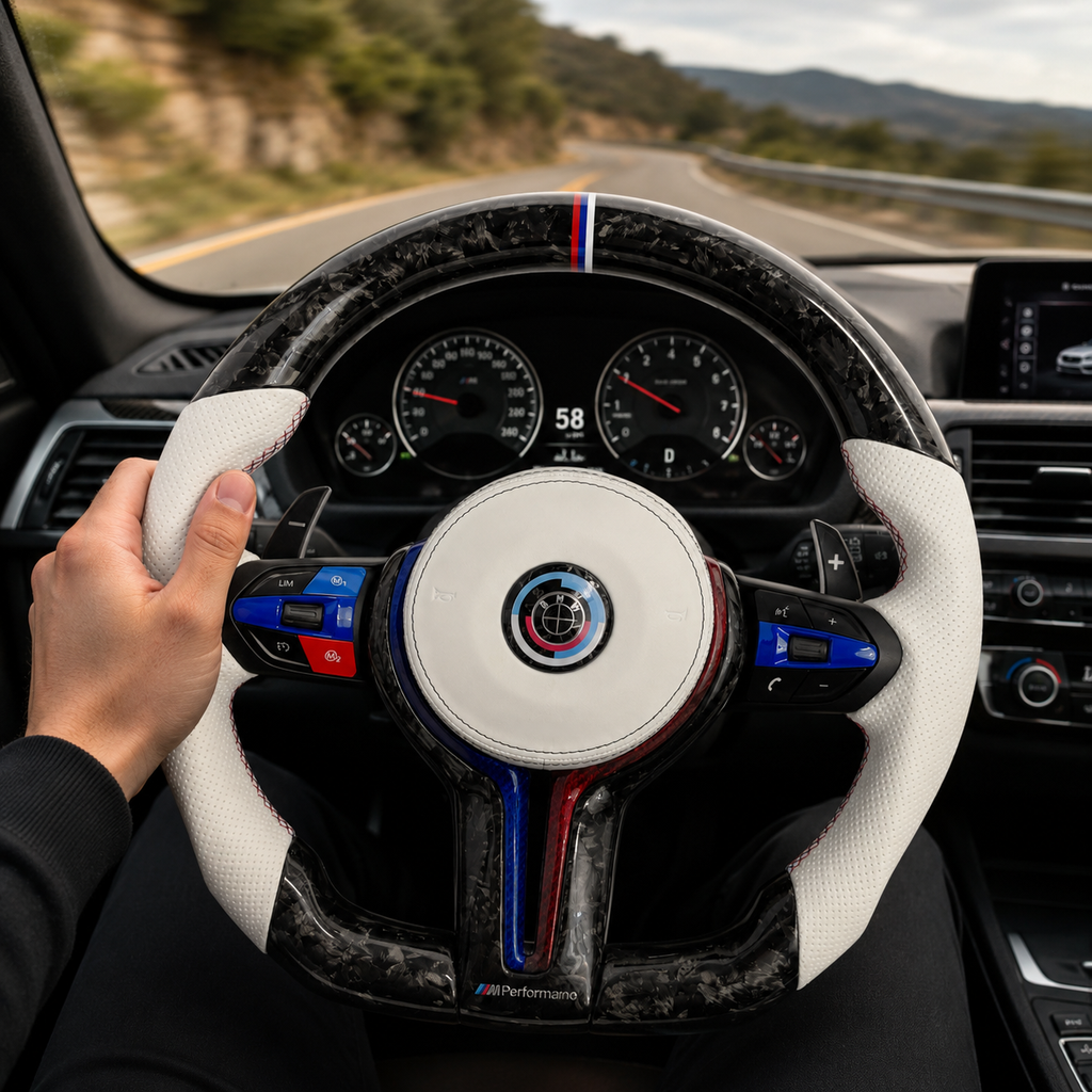Forged Carbon Fiber Steering Wheel for BMW F10 F11 F15 F18 F20 F23 F25 F30 F32 F35 F40 F80 E84 E87 E90 E92 E93 2005~2019-CJ Mod Garage 2