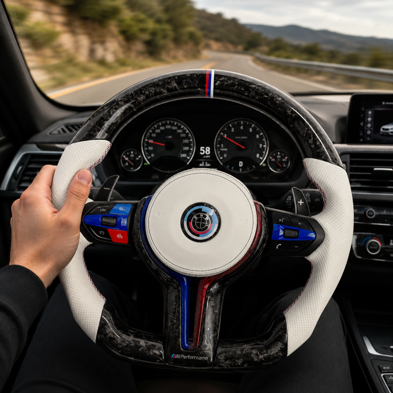 Forged Carbon Fiber Steering Wheel for BMW F10 F11 F15 F18 F20 F23 F25 F30 F32 F35 F40 F80 E84 E87 E90 E92 E93 2005~2019-CJ Mod Garage 2