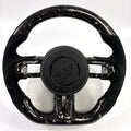FOR Ford Mustang S550/GT 2015-2023 Carbon Fiber Steering Wheel - Silver Forged Carbon Fiber & Black Alcantara & Airbag Cover - CJ Mod Garage