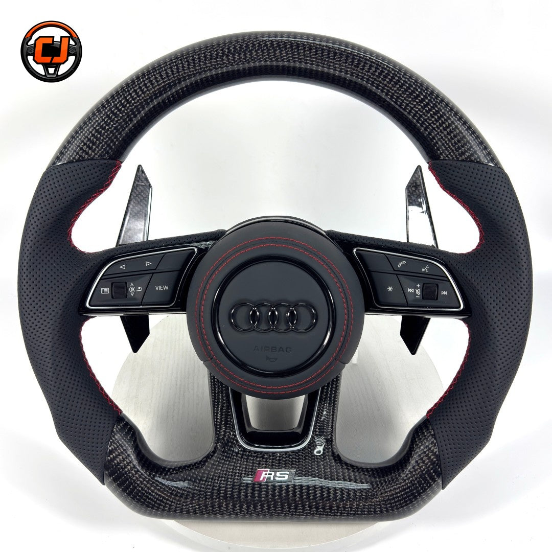 Carbon Fiber Audi Steering Wheel for A1 A3 A4 A5 A6 A7 C6 C7 S3 S4 S5 S7 Q3 Q5 Q7 SQ5 RS RS3 RS5 RS6 B8 B9 8P 8V R8 TT -CJ Mod Garage 90