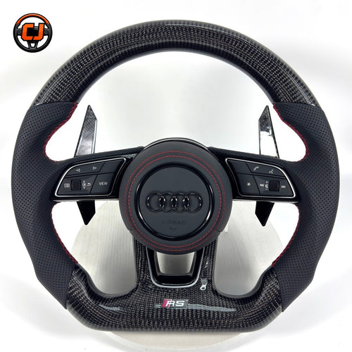 Carbon Fiber Audi Steering Wheel for A1 A3 A4 A5 A6 A7 C6 C7 S3 S4 S5 S7 Q3 Q5 Q7 SQ5 RS RS3 RS5 RS6 B8 B9 8P 8V R8 TT -CJ Mod Garage 90