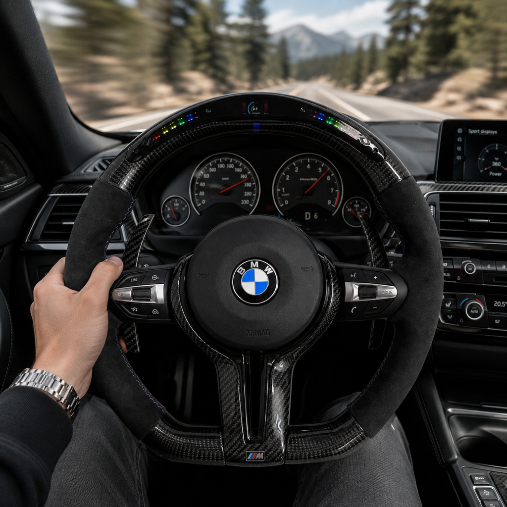 Carbon Fiber Steering Wheel for BMW F10 F11 F15 F18 F20 F23 F25 F30 F32 F35 F40 F80 E84 E87 E90 E92 E93 2005~2019-CJ Mod Garage 2