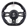 FOR Ford Mustang S550/GT 2015-2023 Carbon Fiber Steering Wheel - Black Forged Carbon Fiber & Black Perforated Leather & Airbag Cover - CJ Mod Garage