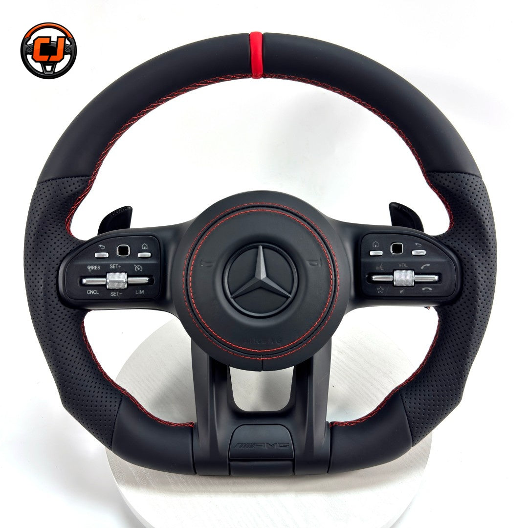 Mercedes AMG plug and play steering wheel with multifunction controls paddle shifters for W117 W176 W177 W203 W204 W205 W211 W212 W213 C43 C63 CJ Mod Garage