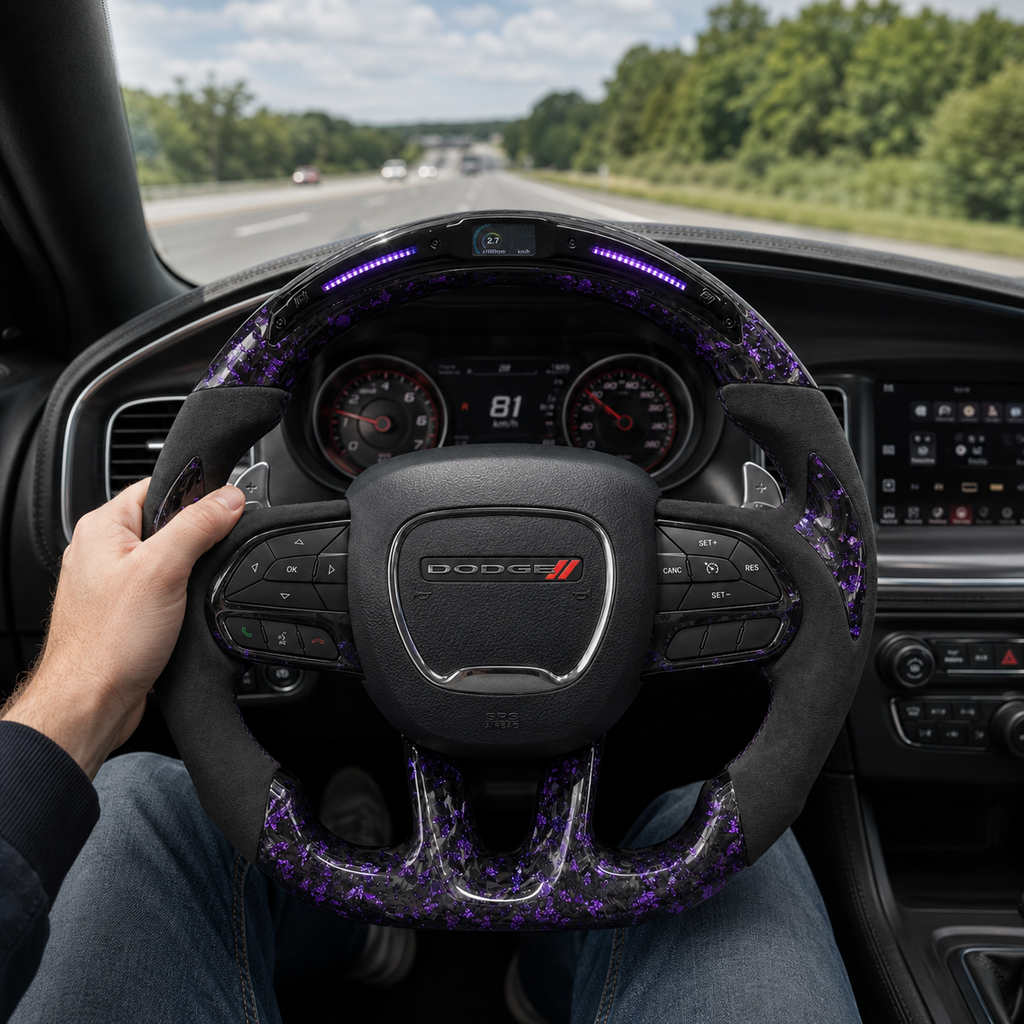 For Dodge Charger Challenger Hellcat Charger Durango SRT RT GT 2015-2023 Carbon Fiber Steering Wheel - CJ Mod Garage 62