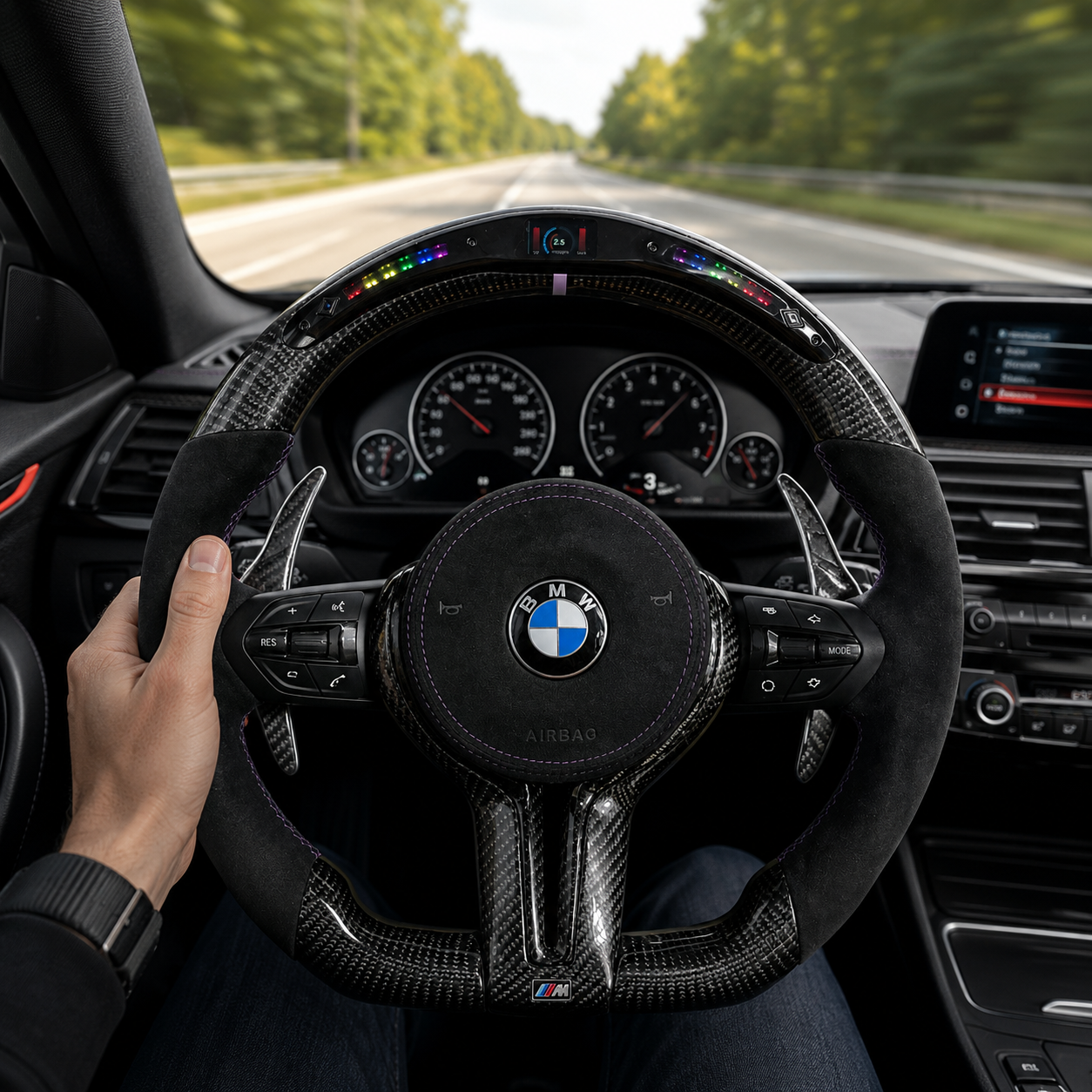 Carbon Fiber Steering Wheel for BMW F10 F11 F15 F18 F20 F23 F25 F30 F32 F35 F40 F80 E84 E87 E90 E92 E93 2005~2019-CJ Mod Garage 7
