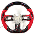 FOR Ford Mustang S550/GT 2015-2023 Carbon Fiber Steering Wheel - Red Forged Carbon Fiber & Red Perforated Leather & LED & Airbag Cover - CJ Mod Garage &