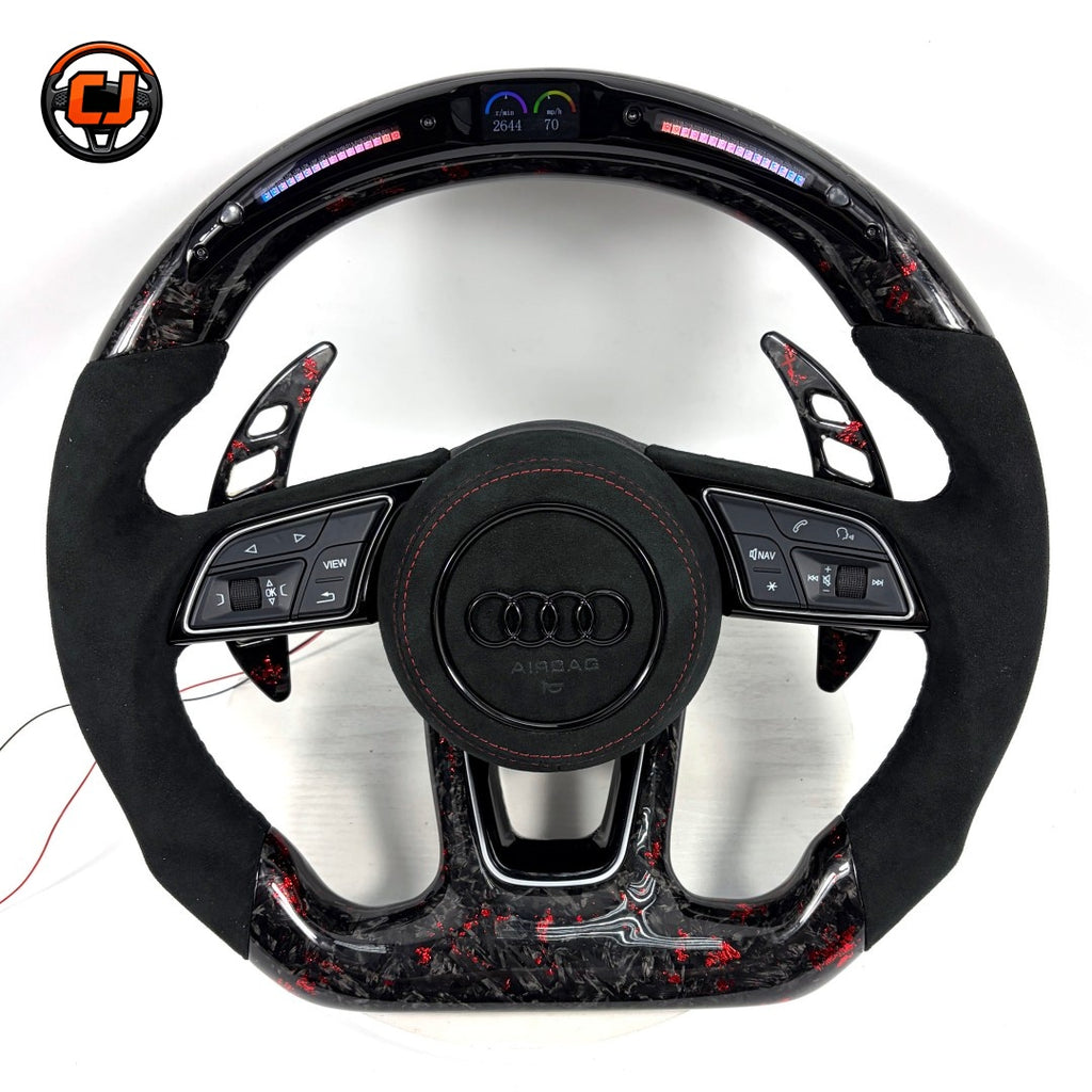 Carbon Fiber Audi Steering Wheel for A1 A3 A4 A5 A6 A7 C6 C7 S3 S4 S5 S7 Q3 Q5 Q7 SQ5 RS RS3 RS5 RS6 B8 B9 8P 8V R8 TT -CJ Mod Garage 86