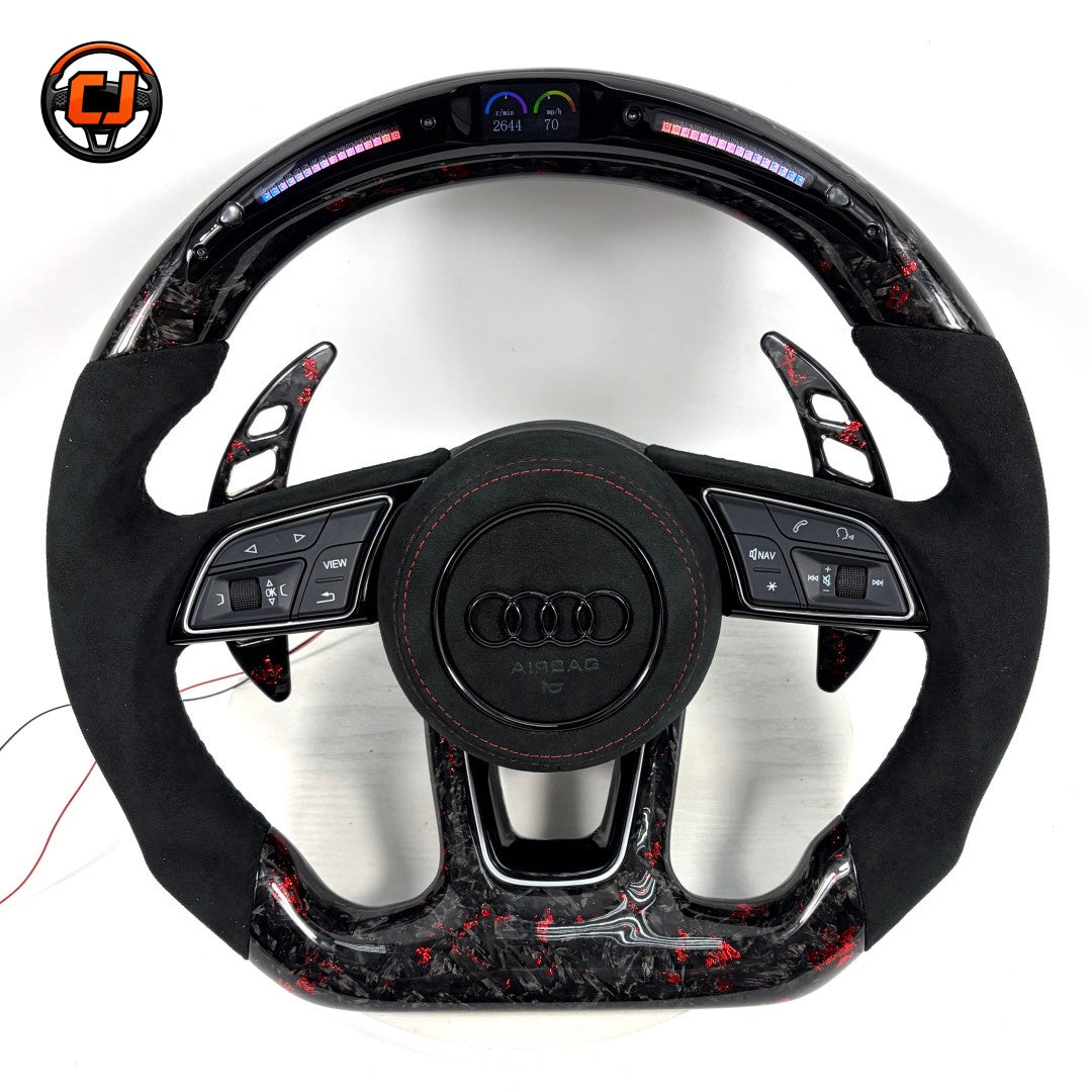 Carbon Fiber Audi Steering Wheel for A1 A3 A4 A5 A6 A7 C6 C7 S3 S4 S5 S7 Q3 Q5 Q7 SQ5 RS RS3 RS5 RS6 B8 B9 8P 8V R8 TT -CJ Mod Garage 86