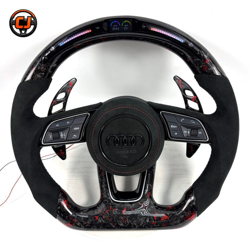 Carbon Fiber Audi Steering Wheel for A1 A3 A4 A5 A6 A7 C6 C7 S3 S4 S5 S7 Q3 Q5 Q7 SQ5 RS RS3 RS5 RS6 B8 B9 8P 8V R8 TT -CJ Mod Garage 86