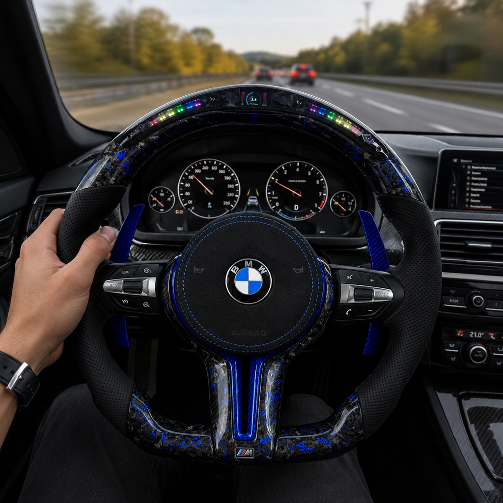 Forged Carbon Fiber Steering Wheel for BMW F10 F11 F15 F18 F20 F23 F25 F30 F32 F35 F40 F80 E84 E87 E90 E92 E93 2005~2019-CJ Mod Garage 6