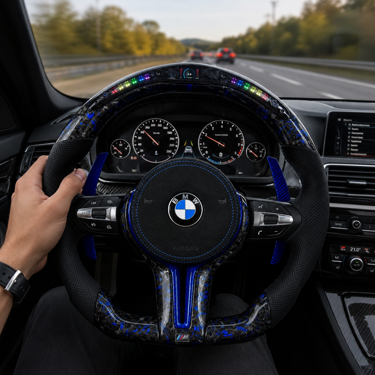 Forged Carbon Fiber Steering Wheel for BMW F10 F11 F15 F18 F20 F23 F25 F30 F32 F35 F40 F80 E84 E87 E90 E92 E93 2005~2019-CJ Mod Garage 6