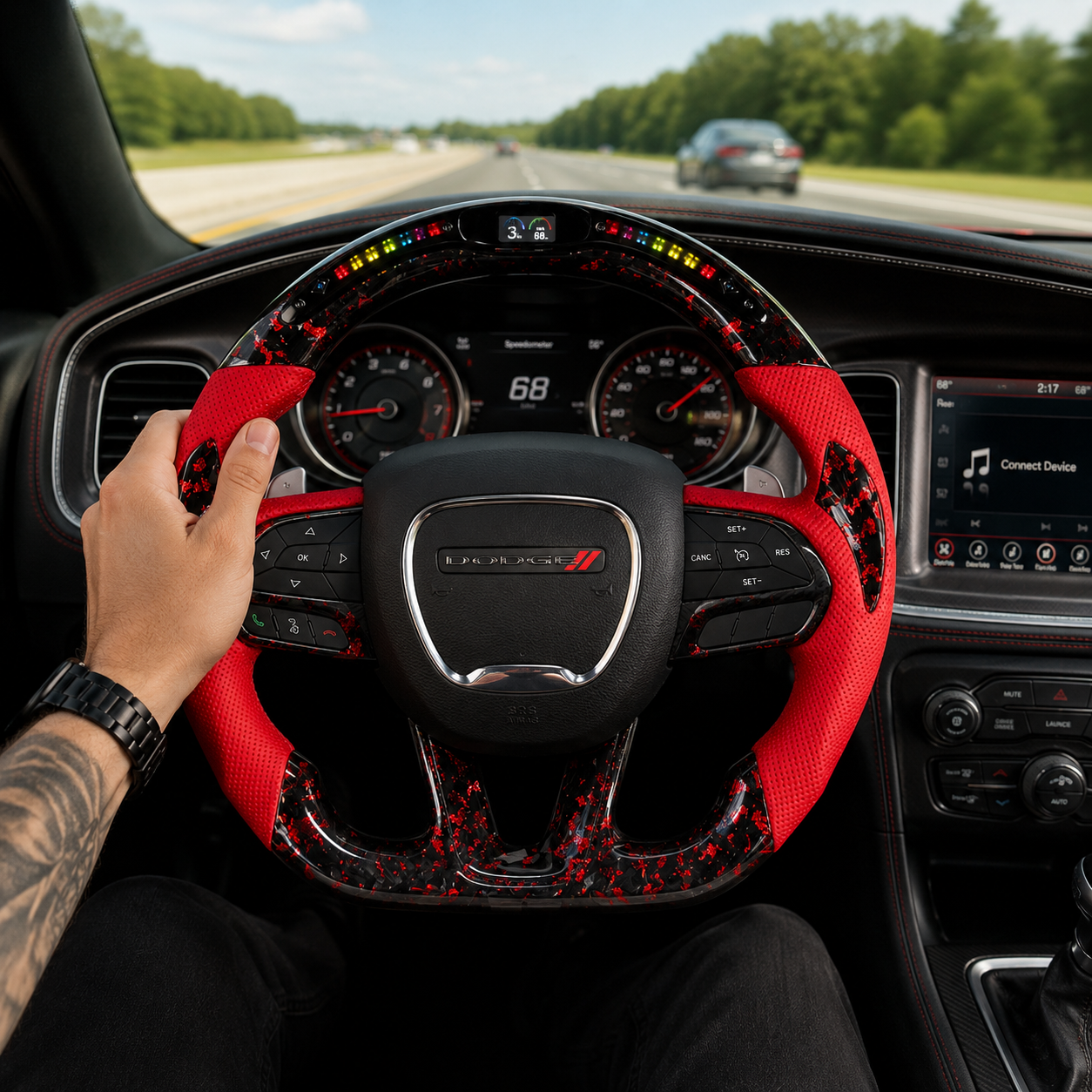 For Dodge Charger Challenger Hellcat Charger Durango SRT RT GT 2015-2023 Carbon Fiber Steering Wheel - CJ Mod Garage 66