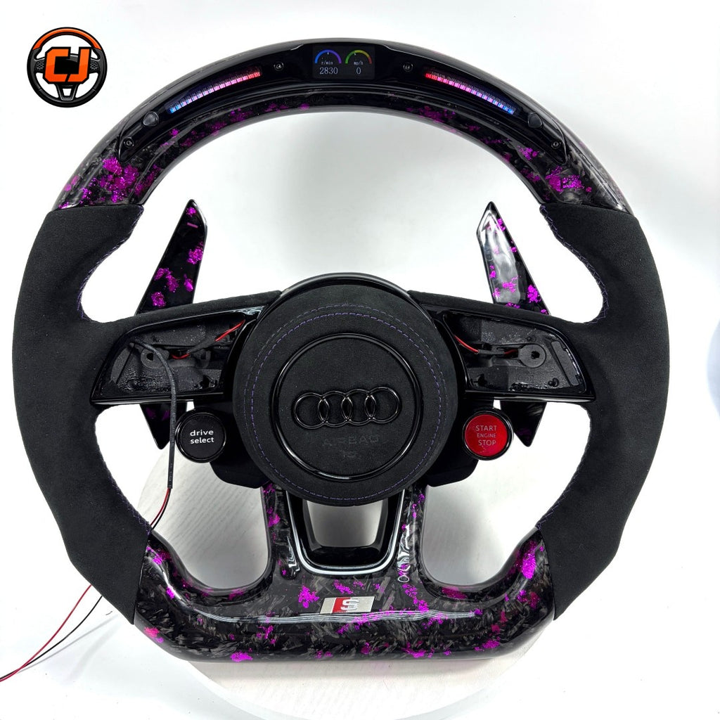 Carbon Fiber Audi Steering Wheel for A1 A3 A4 A5 A6 A7 C6 C7 S3 S4 S5 S7 Q3 Q5 Q7 SQ5 RS RS3 RS5 RS6 B8 B9 8P 8V R8 TT -CJ Mod Garage 87