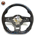 Volkswagen Golf GTI blue forged carbon Alcantara steering wheel shell on white studio background CJ Mod Garage