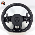 Mercedes AMG performance steering wheel with carbon fiber trim and sport leather grips for W117 W176 W177 W203 W204 W205 W211 C200 C300 CJ Mod Garage