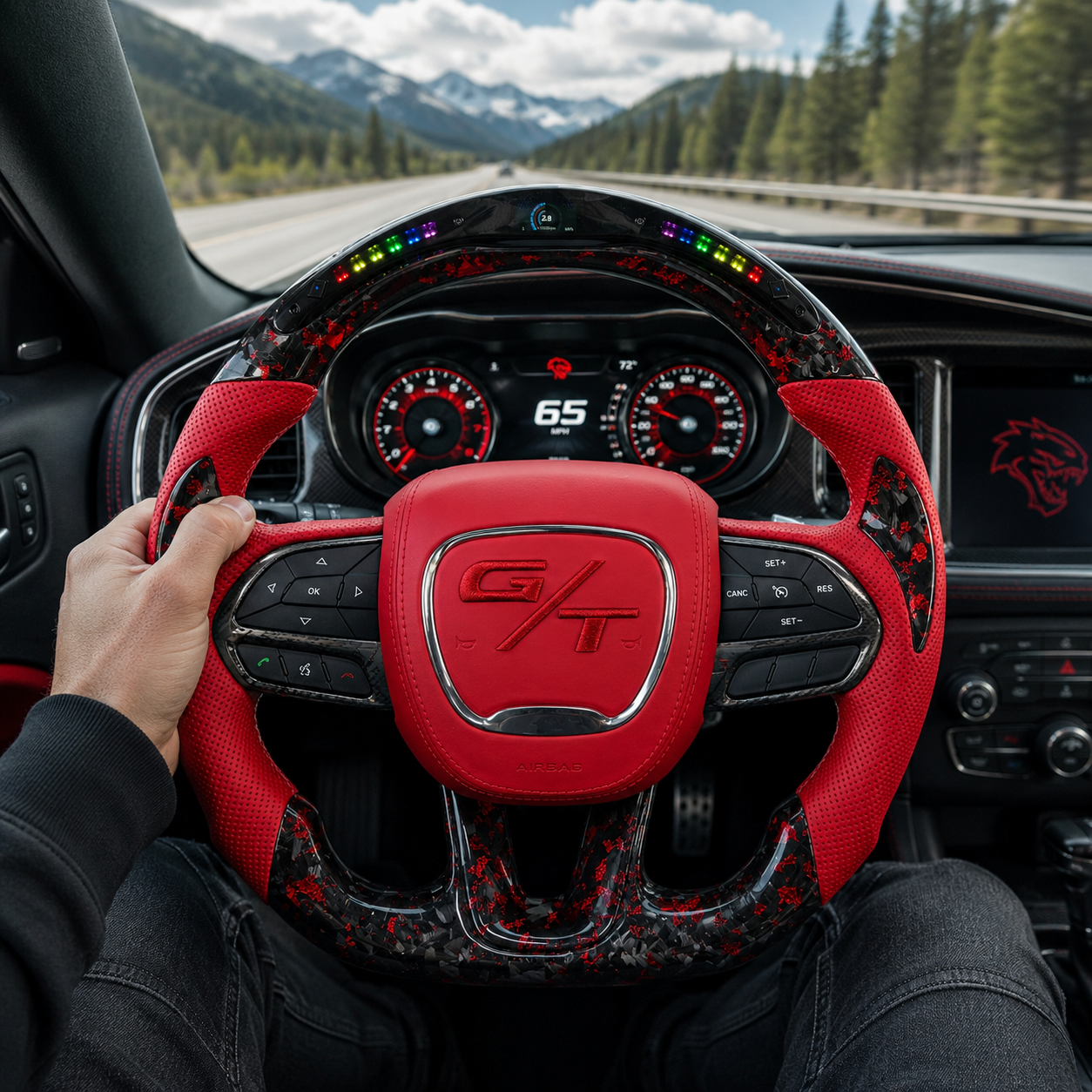 For Dodge Charger Challenger Hellcat Charger Durango SRT RT GT 2015-2023 Carbon Fiber Steering Wheel - CJ Mod Garage 70
