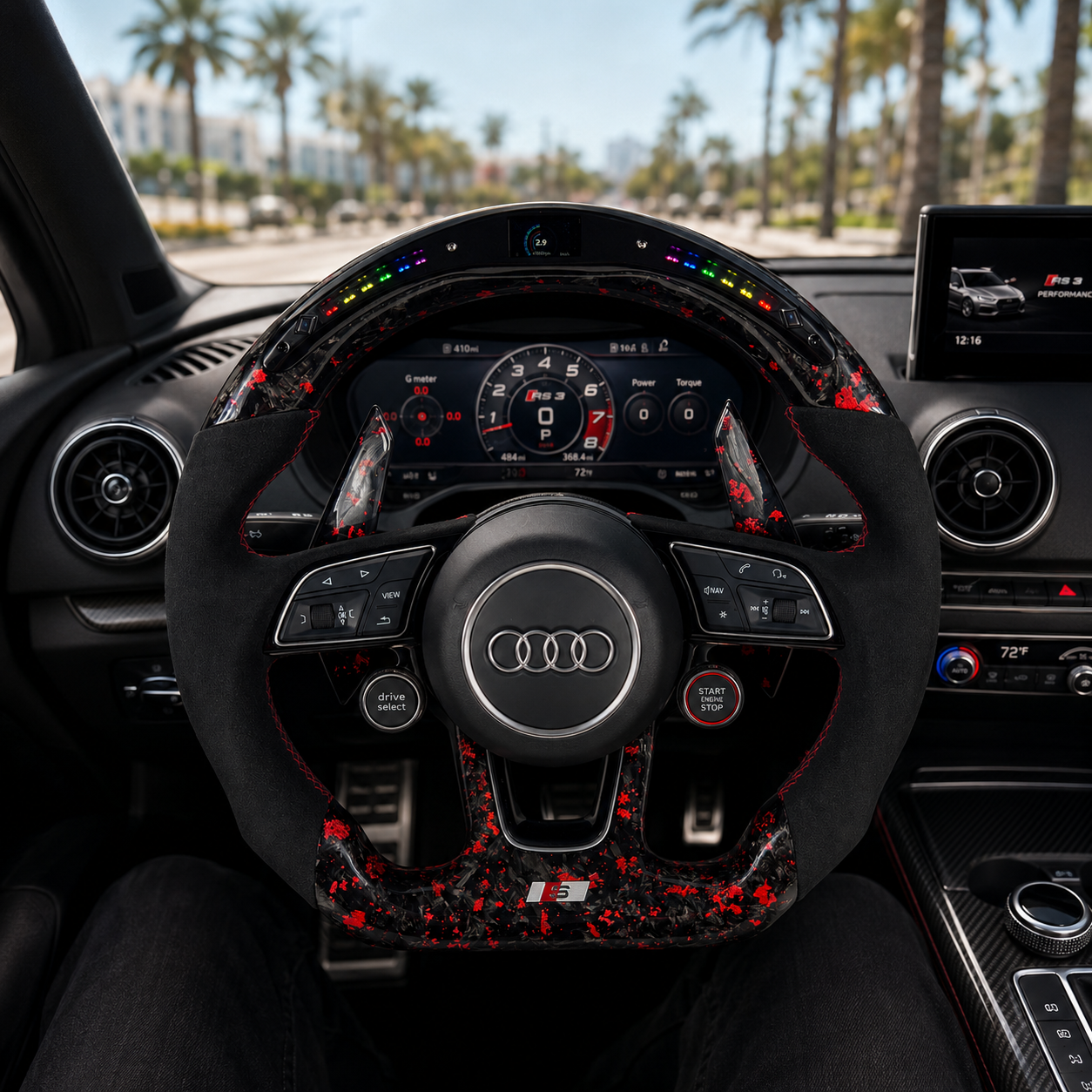 Carbon Fiber Audi Steering Wheel for A1 A3 A4 A5 A6 A7 C6 C7 S3 S4 S5 S7 Q3 Q5 Q7 SQ5 RS RS3 RS5 RS6 B8 B9 8P 8V R8 TT -CJ Mod Garage 72
