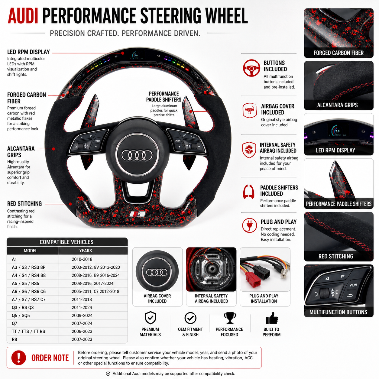 Carbon Fiber Audi Steering Wheel for A1 A3 A4 A5 A6 A7 C6 C7 S3 S4 S5 S7 Q3 Q5 Q7 SQ5 RS RS3 RS5 RS6 B8 B9 8P 8V R8 TT -CJ Mod Garage 73