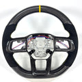FOR Ford Mustang S650/GT 2024-2026 Carbon Fiber Steering Wheel, Black Carbon Fiber & Black Alcantara & Yellow Stripes - CJ Mod Garage