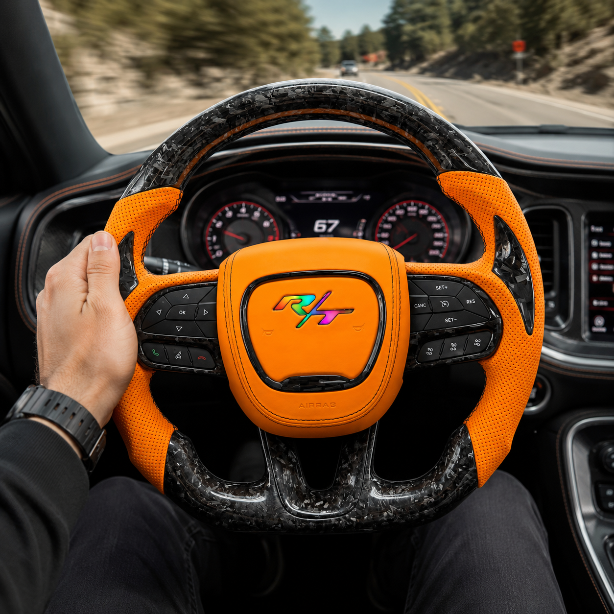 For Dodge Charger Challenger Hellcat Charger Durango SRT RT GT 2015-2023 Carbon Fiber Steering Wheel - CJ Mod Garage 78