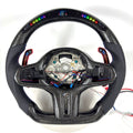 BMW flat-bottom carbon fiber steering wheel with illuminated paddle shifters and LED display for G09 G20 G30 G80 G82 F90 G05 G06 by CJ Mod Garage