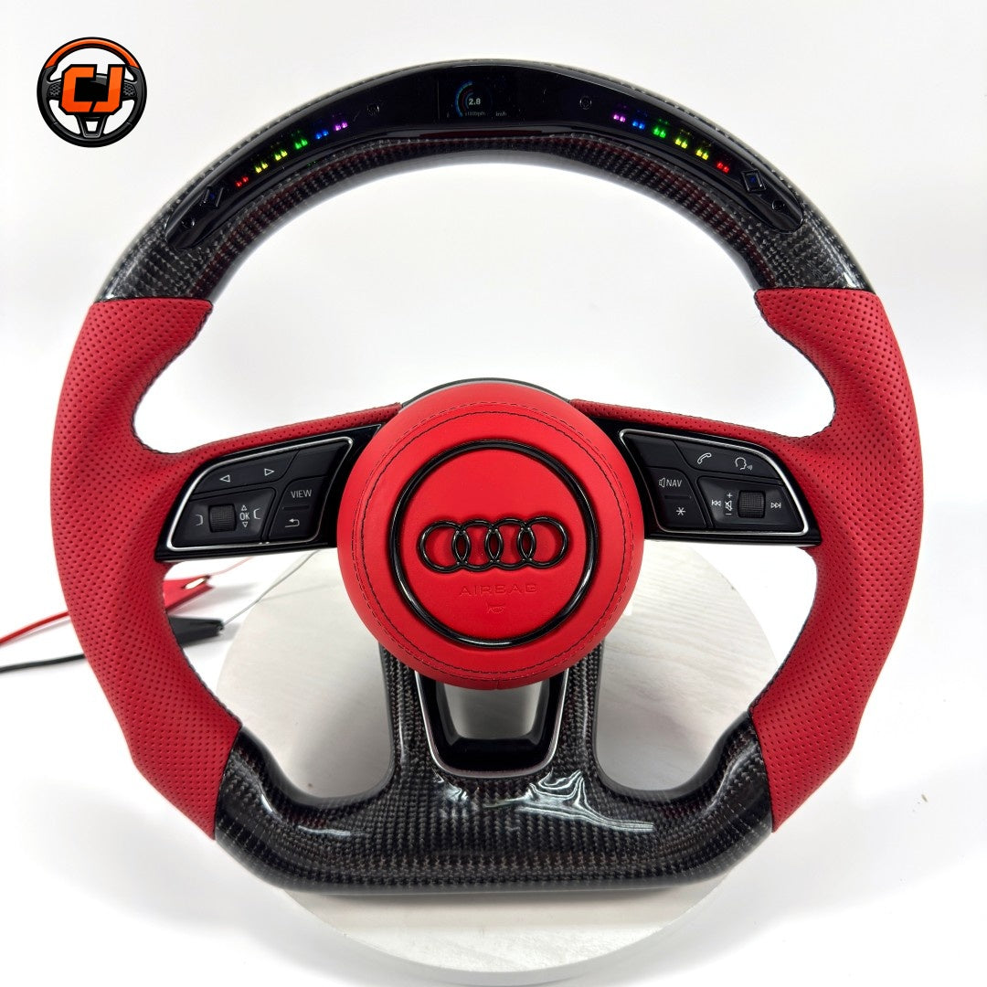 Carbon Fiber Audi Steering Wheel for A1 A3 A4 A5 A6 A7 C6 C7 S3 S4 S5 S7 Q3 Q5 Q7 SQ5 RS RS3 RS5 RS6 B8 B9 8P 8V R8 TT -CJ Mod Garage 85