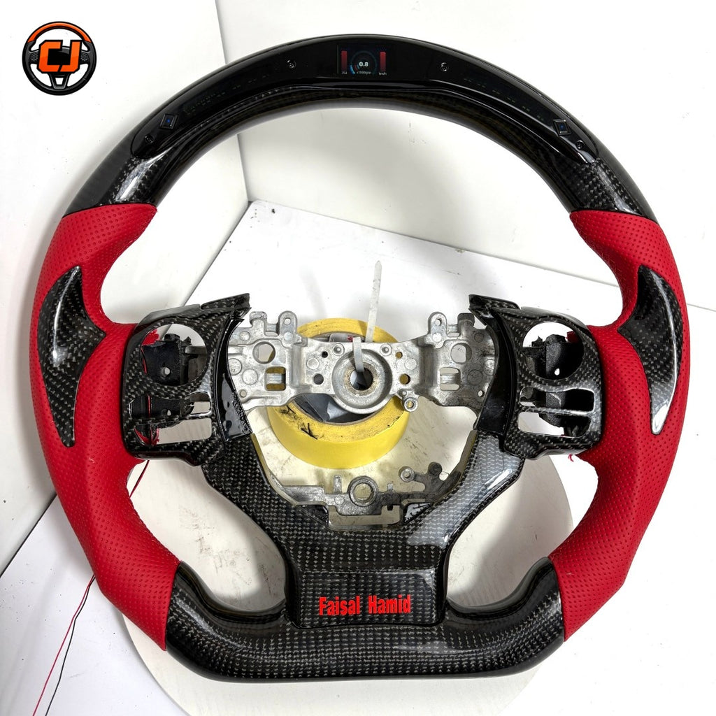 Custom Lexus Carbon Fiber Steering Wheel With LED Display Red Perforated Leather Flat Bottom Design For Lexus IS 2014 2020 RC 2015 2020 GS 2013 2020 NX 2015 2021 CT 2014 2022 CJ Mod Garage