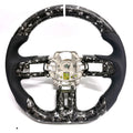 FOR Ford Mustang S550/GT 2015-2023 Carbon Fiber Steering Wheel - Silver Forged Carbon Fiber & Black Perforated Leather - CJ Mod Garage &